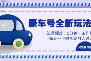 (6368期)豪车号全新玩法,流量爆炸,5分钟一条作品,每天一小时实现月入过万