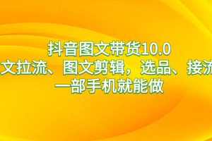 (8626期)抖音图文带货10.0,图文拉流、图文剪辑,选品、接流等,一部手机就能做