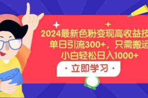 (9480期)2024最新色粉变现高收益技术,单日引流300+,只需搬运,小白轻松日入1000+