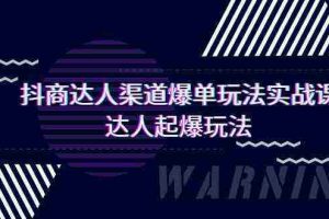 (9500期)抖商达人-渠道爆单玩法实操课,达人起爆玩法(29节课)