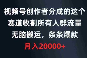 (9406期)视频号创作者分成的这个赛道,收割所有人群流量,无脑搬运,条条爆款,…
