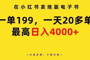 (9401期)在小红书卖绝版电子书,一单199 一天最多搞20多单,最高日入4000+教程+资料