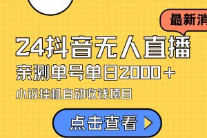 (9343期)24最新抖音无人直播小说直播项目,实测单日变现2000+,不用出镜,在家…