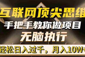 (9311期)互联网顶尖思维,手把手教你做项目,无脑执行,轻松日入过千,月入10W+