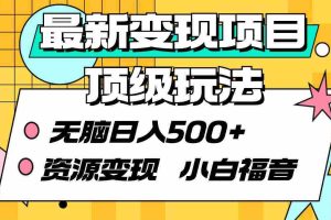 (9297期)最新变现项目顶级玩法 无脑日入500+ 资源变现 小白福音