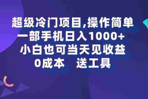 (9291期)超级冷门项目,操作简单,一部手机轻松日入1000+,小白也可当天看见收益