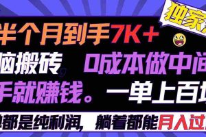 (9187期)半个月收益7K+,无脑搬砖,0成本做中间商,转手就赚钱,一单上百块,单…