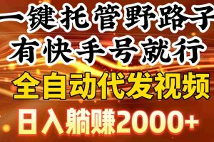 (9149期)一键托管野路子,有快手号就行,日入躺赚2000+,全自动代发视频