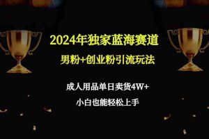 (9111期)2024年独家蓝海赛道男粉+创业粉引流玩法,成人用品单日卖货4W+保姆教程