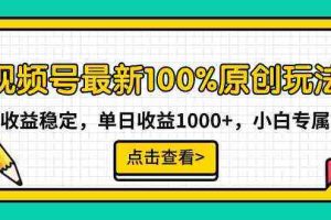 (9070期)视频号最新100%原创玩法,收益稳定,单日收益1000+,小白专属