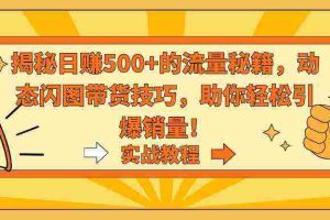 (9058期)揭秘日赚500+的流量秘籍,动态闪图带货技巧,助你轻松引爆销量!