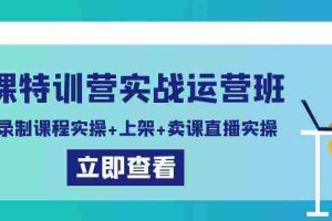 (9031期)卖课特训营实战运营班:拍摄+录制课程实操+上架课程+卖课直播实操