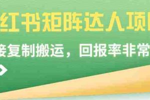 (9019期)小红书矩阵达人项目,直接复制搬运,回报率非常高