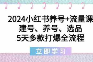 (8974期)2024小红书养号+流量课:建号、养号、选品,5天多款打爆全流程