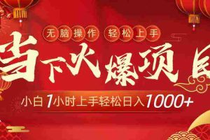 (8973期)当下火爆项目,操作简单,小白仅需1小时轻松上手日入1000+