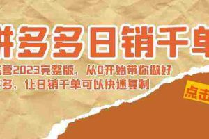 (8921期)拼多多日销千单训练营2023完整版,从0开始带你做好拼多多,让日销千单可…