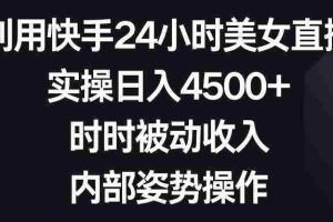 (8865期)利用快手24小时美女直播,实操日入4500+,时时被动收入,内部姿势操作
