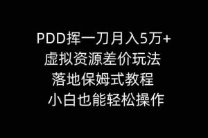 (8849期)PDD挥一刀月入5万+,虚拟资源差价玩法,落地保姆式教程,小白也能轻松操作