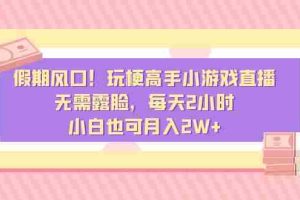 (8769期)假期风口!玩梗高手小游戏直播,无需露脸,每天2小时,小白也可月入2W+