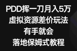 (8751期)PDD挥一刀月入5万,虚拟资源差价玩法,有手就会,落地保姆式教程