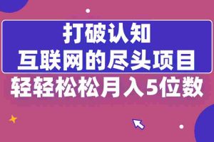 (8714期)打破认知,互联网的尽头项目,轻轻松松月入5位教