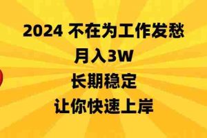 (8683期)2024不在为工作发愁,月入3W,长期稳定,让你快速上岸