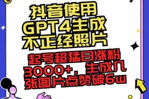 (8646期)抖音使用GPT4生成不正经照片,起号超猛日涨粉3000+,生成几张图片点赞破6w+