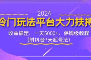 (8642期)2024冷门玩法平台大力扶持,收益稳定,一天5000+,保姆级教程(附抖音7…