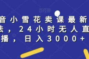 抖音小雪花卖课最新玩法,24小时无人直播,日入3000+【揭秘】