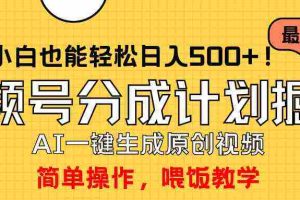 (9781期)玩转视频号分成计划,一键制作AI原创视频掘金,单号轻松日入500+小白也…