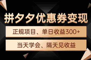 (9749期)拼夕夕优惠券变现,单日收益300+,手机电脑都可操作