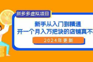 (9744期)拼多多虚拟项目:入门到精通,开一个月入万把块的店铺 真不难(24年更新)