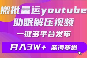 (9727期)批量搬运YouTube解压助眠视频 一键多平台发布 月入2W+