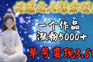 (9693期)天选之人炼金项目,一个作品涨粉5000+,单号变现3.6w