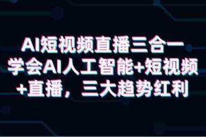 (9669期)AI短视频直播三合一,学会AI人工智能+短视频+直播,三大趋势红利