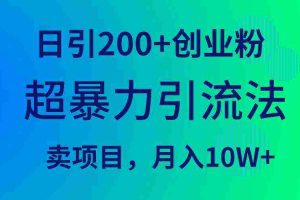 (9654期)超暴力引流法,日引200+创业粉,卖项目月入10W+