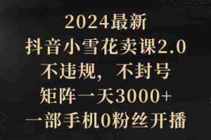 (9639期)2024最新抖音小雪花卖课2.0 不违规 不封号 矩阵一天3000+一部手机0粉丝开播