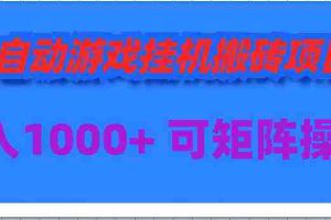 (9602期)全自动游戏挂机搬砖项目,日入1000+ 可多号操作