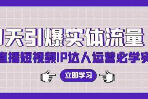 (9593期)7天引爆实体流量,老板直播短视频IP达人运营必学实操课(56节高清无水印)