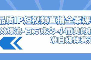 (9591期)高品质 IP短视频直播-全案课程,有效爆流-百万成交-小而美的精准自媒体赛道