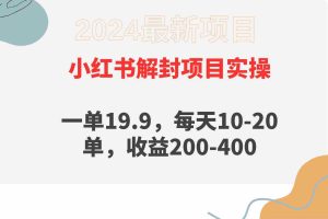 (9583期)小红书解封项目: 一单19.9,每天10-20单,收益200-400