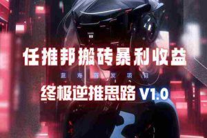 (9567期)【限时蓝海】任推邦搬砖暴利吃收益_终极逆推思路V1.0