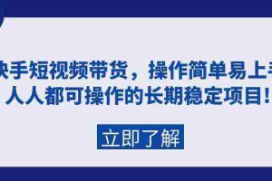 (9563期)快手短视频带货,操作简单易上手,人人都可操作的长期稳定项目!
