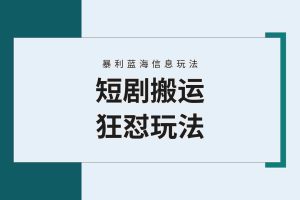 (9558期)【蓝海野路子】视频号玩短剧,搬运+连爆打法,一个视频爆几万收益!附搬…