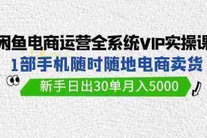(9547期)闲鱼电商运营全系统VIP实战课,1部手机随时随地卖货,新手日出30单月入5000