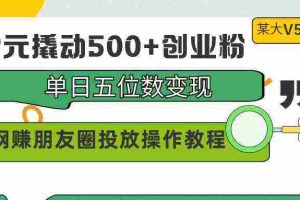 (9534期)99元撬动500+创业粉,单日五位数变现,网赚朋友圈投放操作教程价值5980!