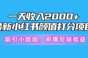 (10187期)一天收入2000+,最新小红书颜值打分项目,吸引小姐姐,刷爆后端收益