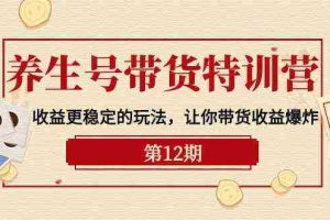 (10110期)养生号带货特训营【12期】收益更稳定的玩法,让你带货收益爆炸-9节直播课