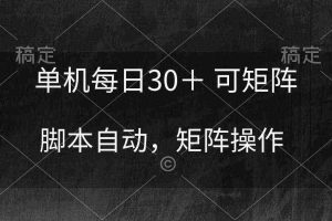 (10100期)单机每日30+ 可矩阵,脚本自动 稳定躺赚