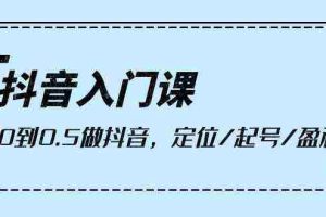 (10076期)抖音入门课,从0到0.5做抖音,定位/起号/盈利(9节课)